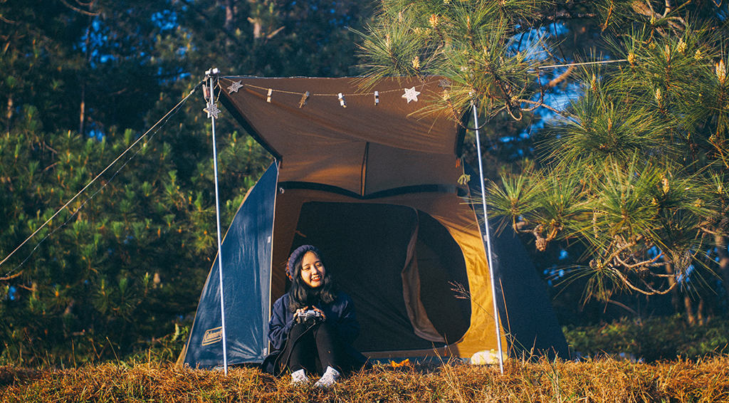 cắm trại tại cây thông cô đơn